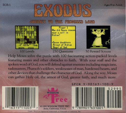 Exodus : Journey to the Promised Land (Homebrew) — Box back